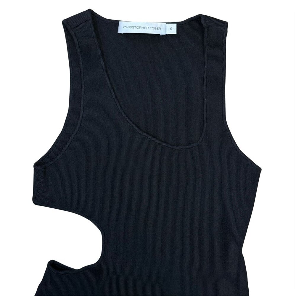 CHRISTOPHER ESBER Black Cut Out Stretch Mini Dress EUC $995 XS - Picture 2 of 3